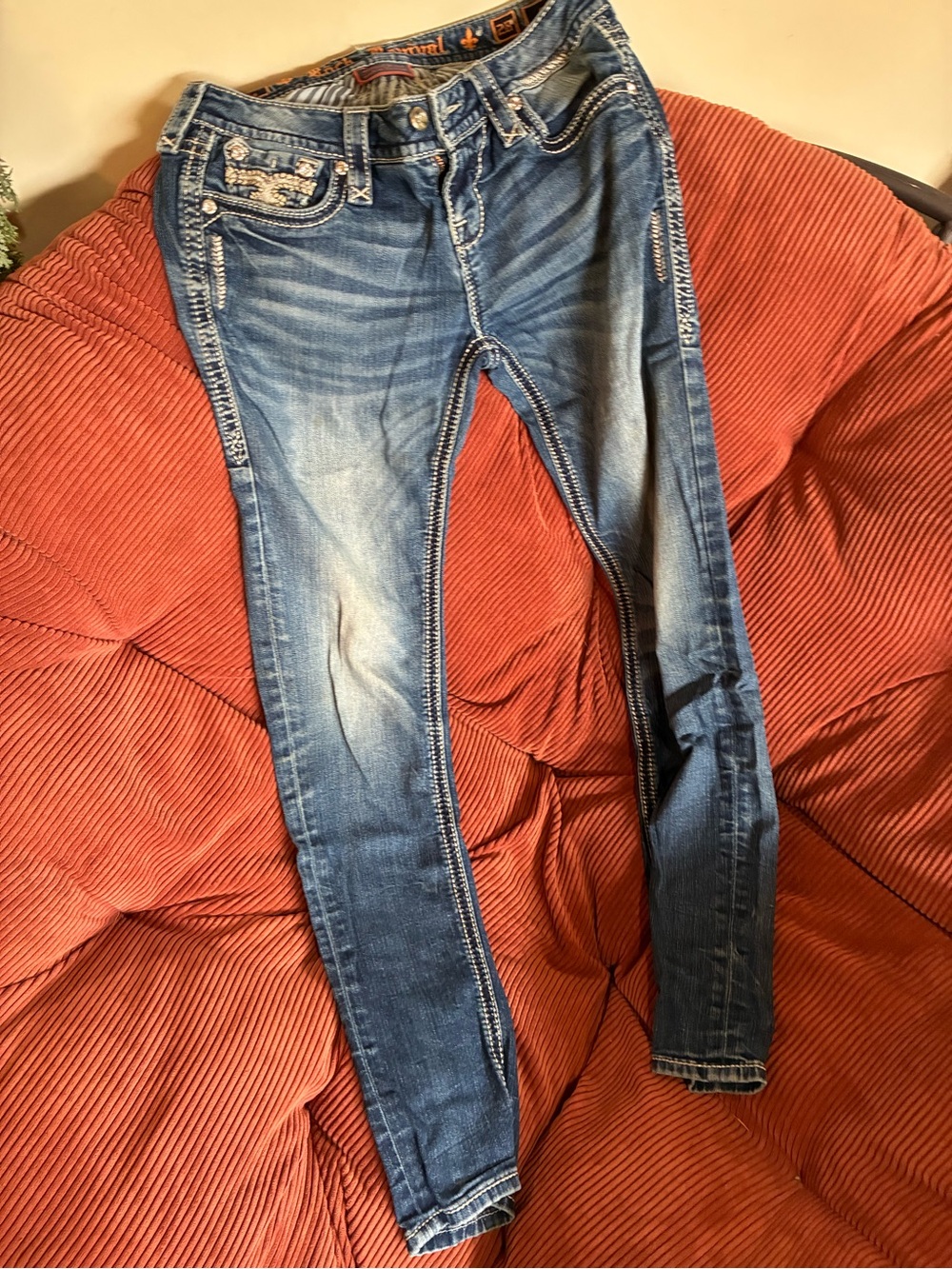 Rock Revival Distressed Blue Skinny Jeans